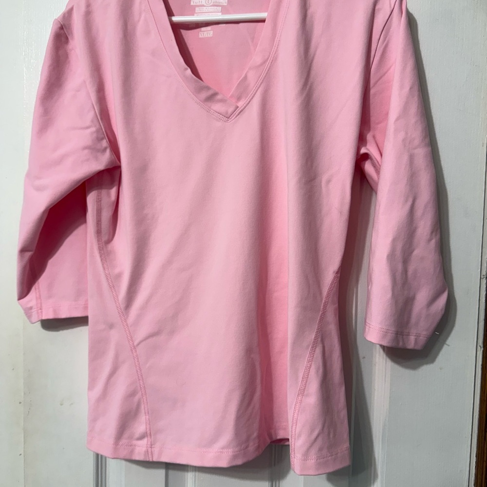 Tuff Athletics Pink Long Sleeve V-Neck Top
